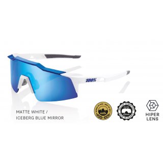 100% Speedcraft - Small - HD Multilayer Matte White / Blue MTB Fahrradbrille