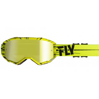 Fly Racing MX Enduro Brille Zone  hi-vis-schwarz / gold-mirror