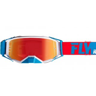 Fly Racing MX Enduro Brille Zone Pro rot-weiß-blau / rot-mirror-clear