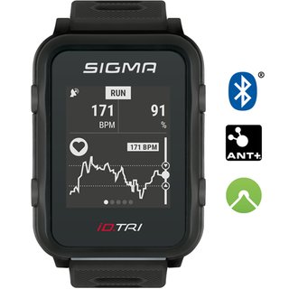 Sigma GPS Smart Triatlon Uhr mit Pulsmessung am Handgelenk Schwarz