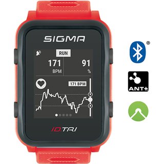 Sigma GPS Smart Triatlon Uhr mit Pulsmessung am Handgelenk Neon Rot