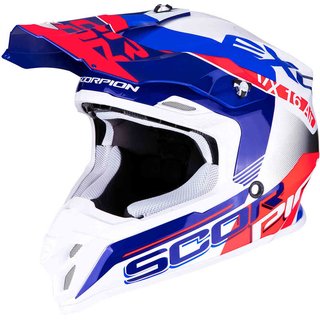 Scorpion VX-16 Air Arhus Motocross Helm Blau Rot Weiss
